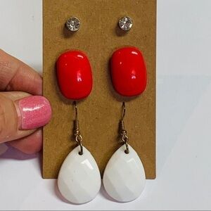 💐5/25 3 pair dangle faceted acrylic stud earrings